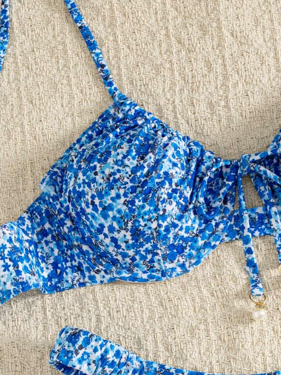 SHEIN NIEBIESKI DWUCZĘŚCIOWY STRÓJ KĄPIELOWY S09__M