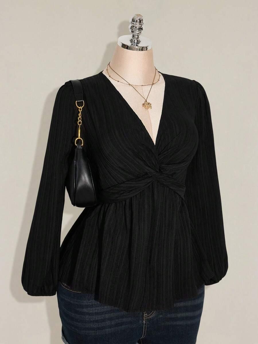 SHEIN CZARNA BLUZKA SPLOT TEKSTURA