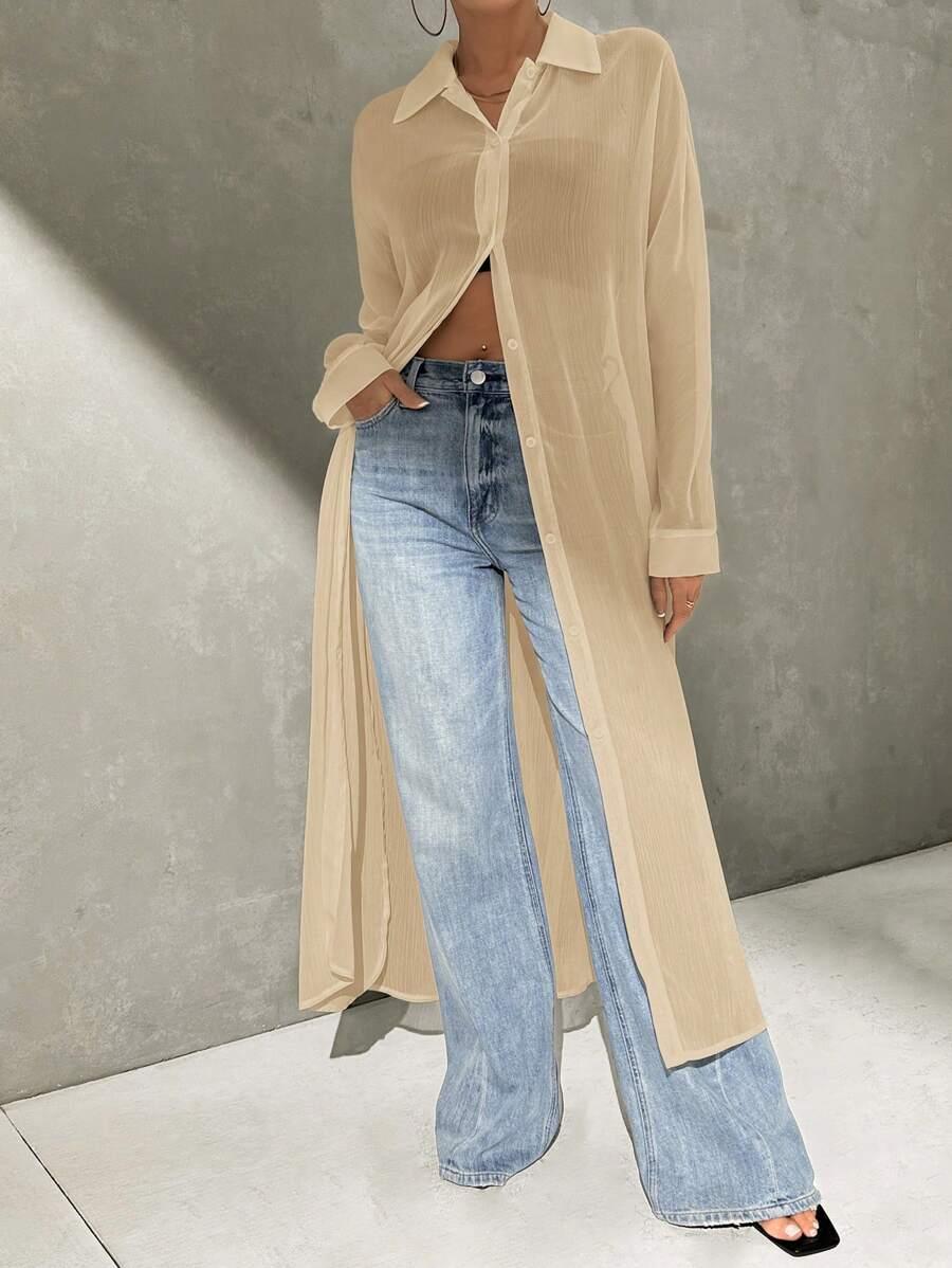 SHEIN DŁUGA KOSZULA GUZIKI S06__XS