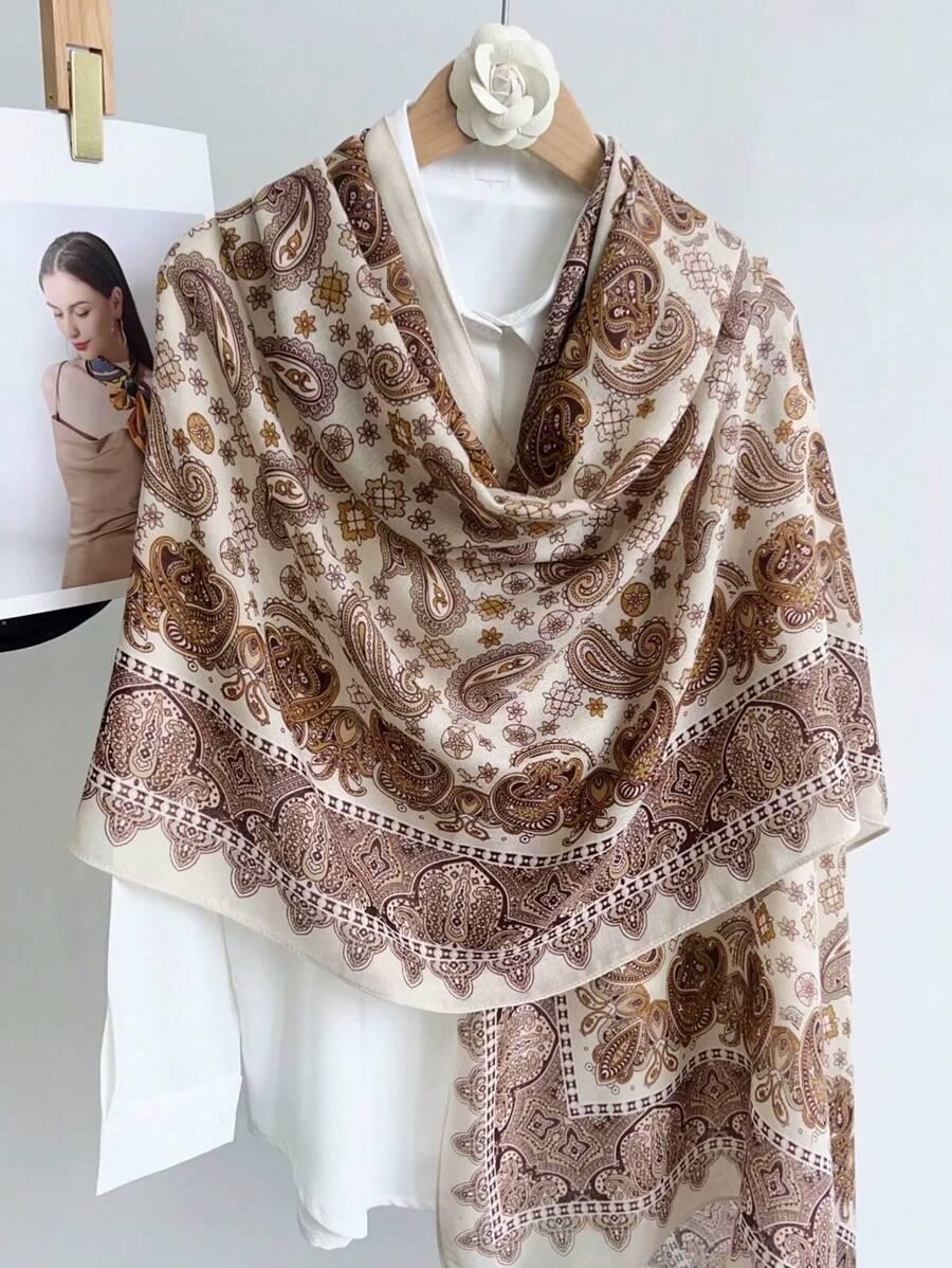 SHEIN BEŻOWA CHUSTA PRINT S07__90X180CM