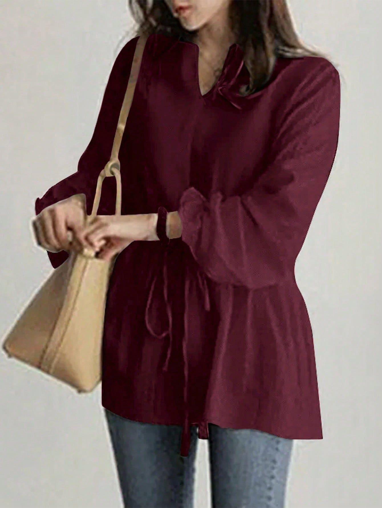 SHEIN BORDOWA BLUZKA DŁUGI RĘKAW S06__XL