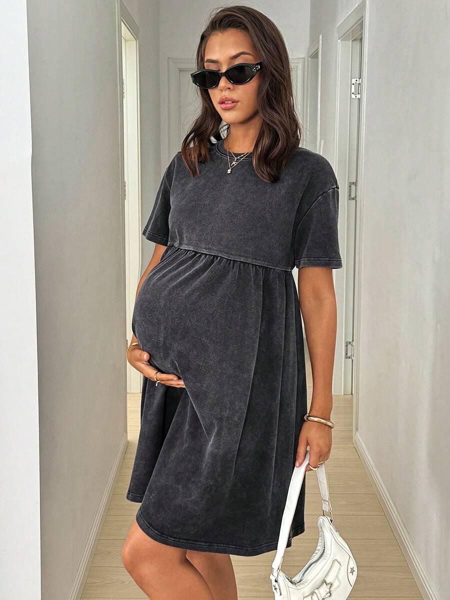 BOHO MAMA SZARA CIĄŻOWA SUKIENKA CASUAL S06__46
