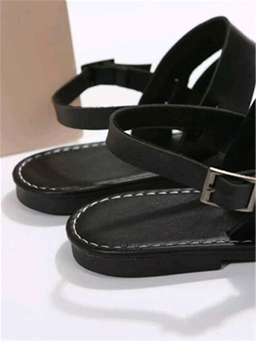 SHEIN PŁASKIE CZARNE SANDAŁY S06__39