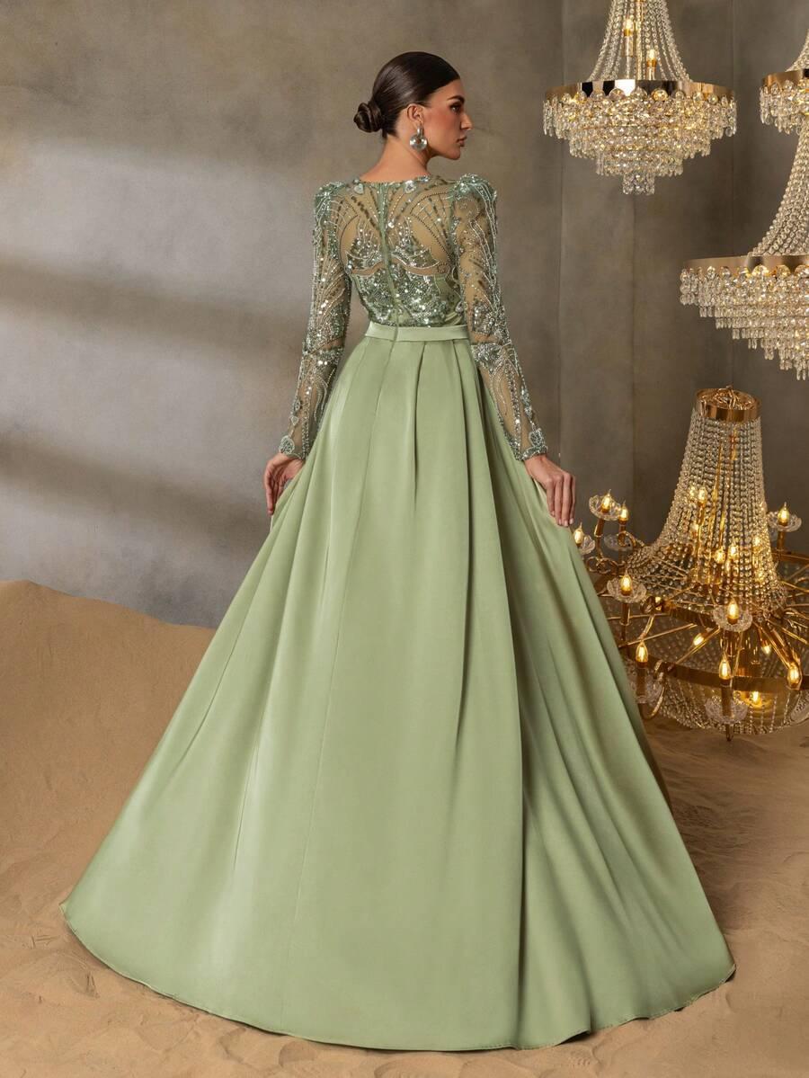 FAERIESTY MAXI SUKIENKA DŁUGI RĘKAW ZDOBIENIE ROZCIĘCIE PK01__S