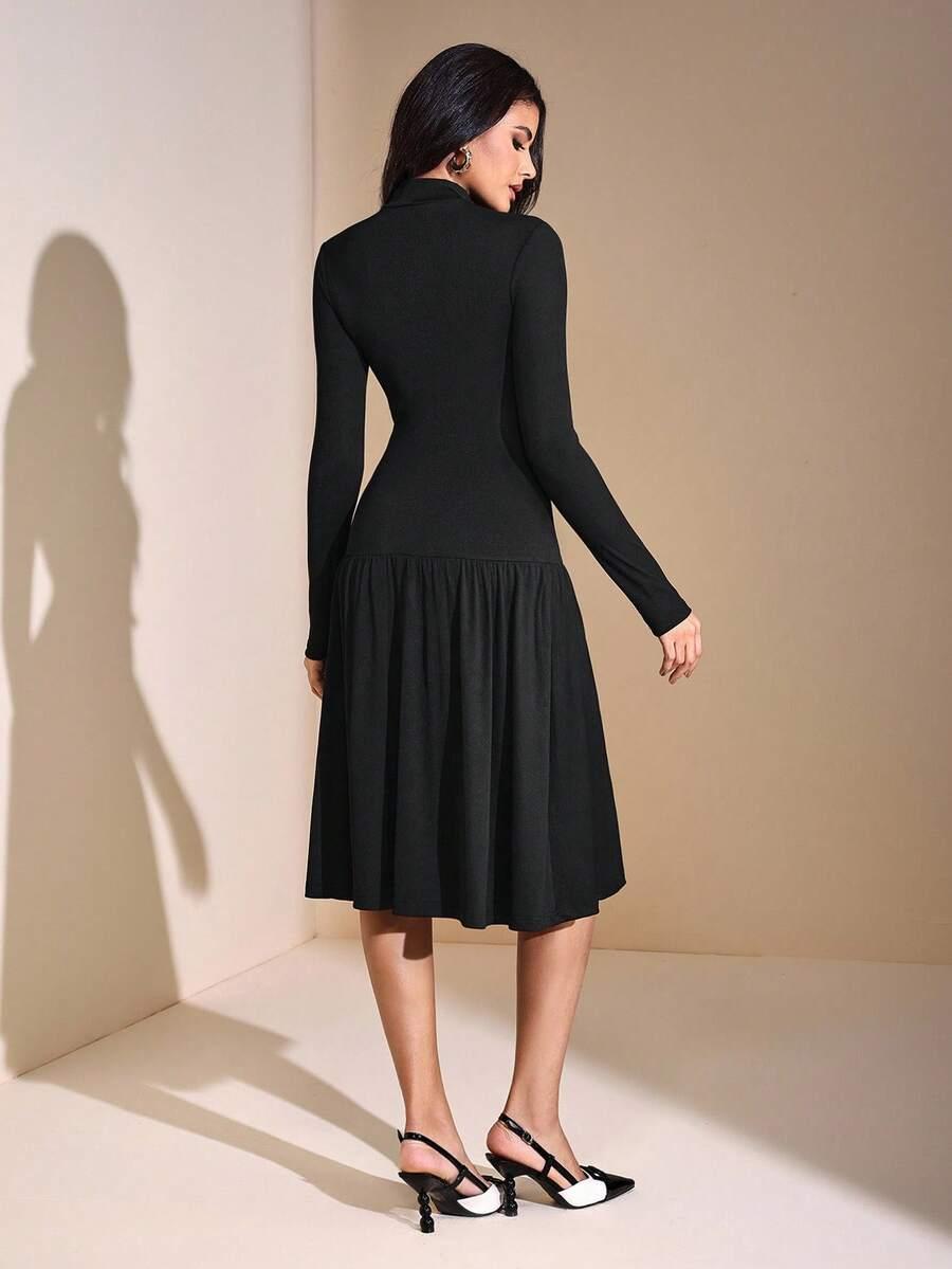 SHEIN CZARNA MIDI SUKIENKA S06__S