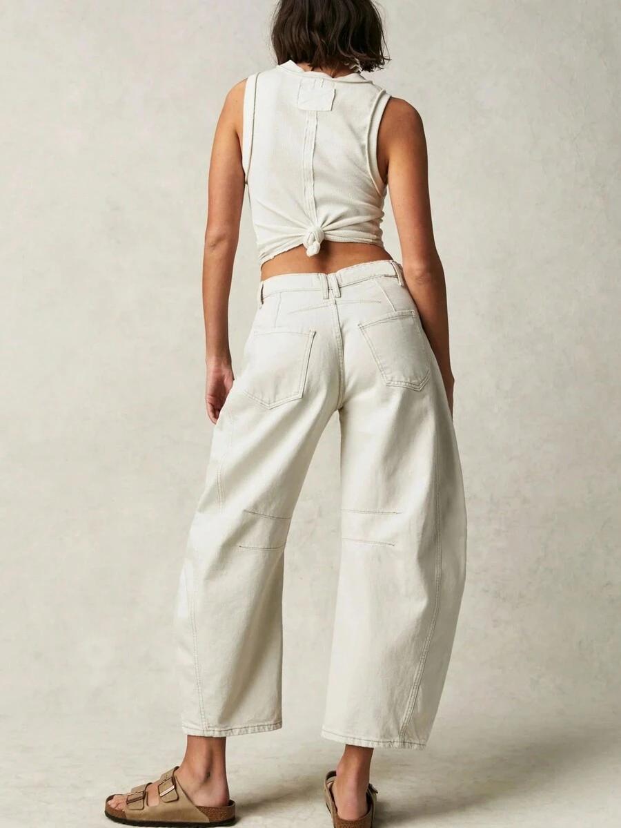 SHEIN BIAŁE SPODNIE JEANS 7/8 KIESZENIE CASUAL S06__XL