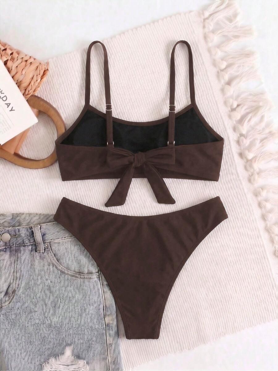 SHEIN BRĄZOWY DWUCZĘŚCIOWY STRÓJ KĄPIELOWY S09__M