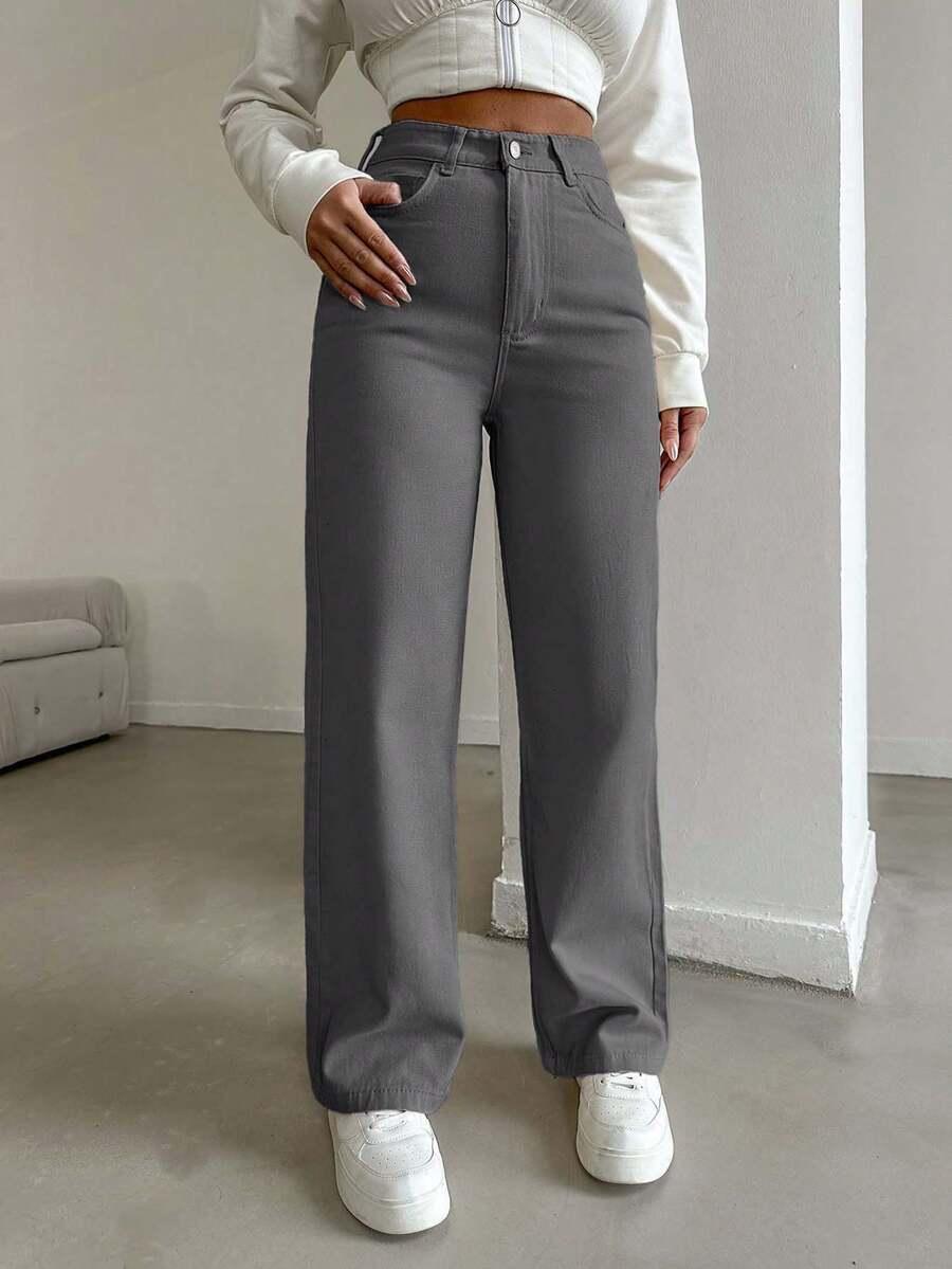 EURMUSE SZARE PROSTE SPODNIE JEANS S06__L