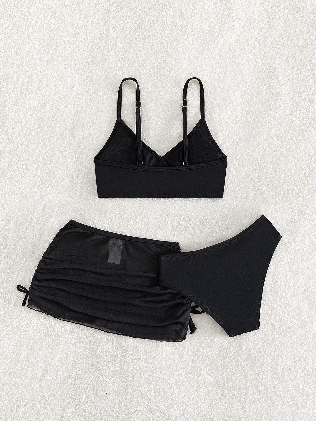 SHEIN CZARNY TRZYCZĘŚCIOWY STRÓJ KĄPIELOWY S09__140/152
