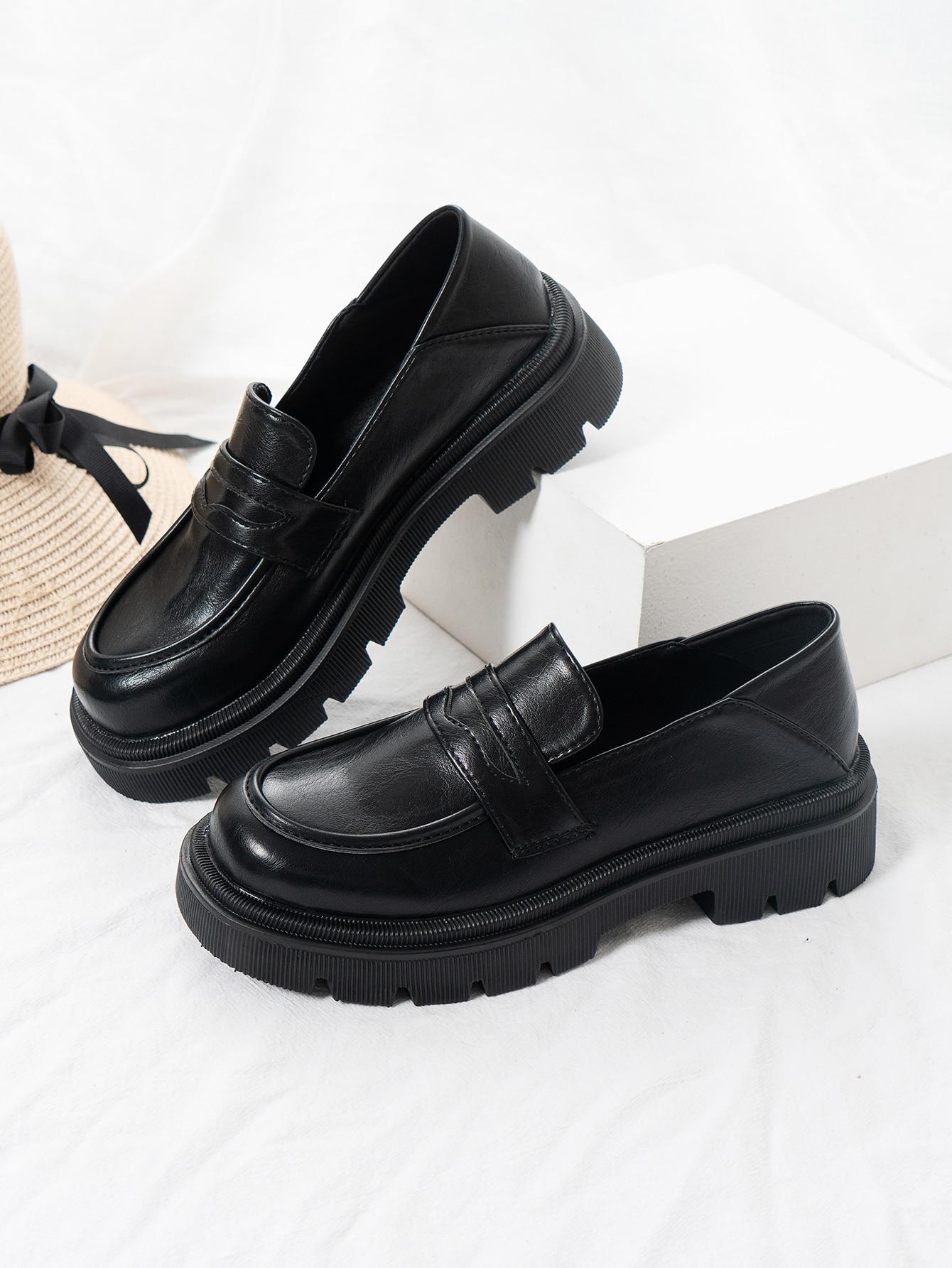 SHEIN CZARNE MOKASYNY IMITACJA SKÓRY S06__39