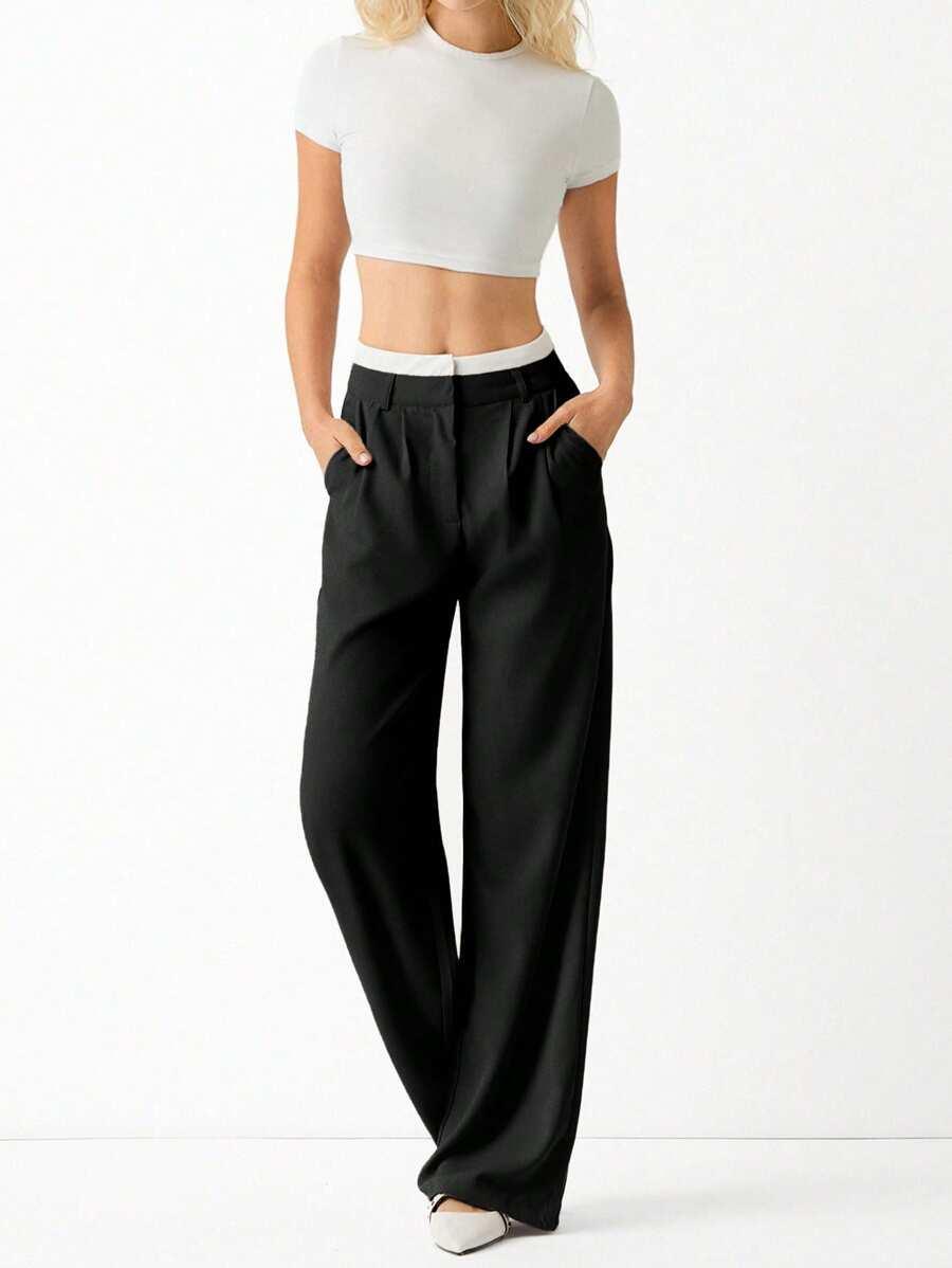 SHEIN CZARNE SPODNIE PROSTA NOGAWKA S06__XS