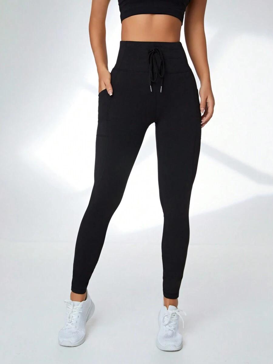 SHEIN CZARNE LEGGINSY KIESZENIE S06__S