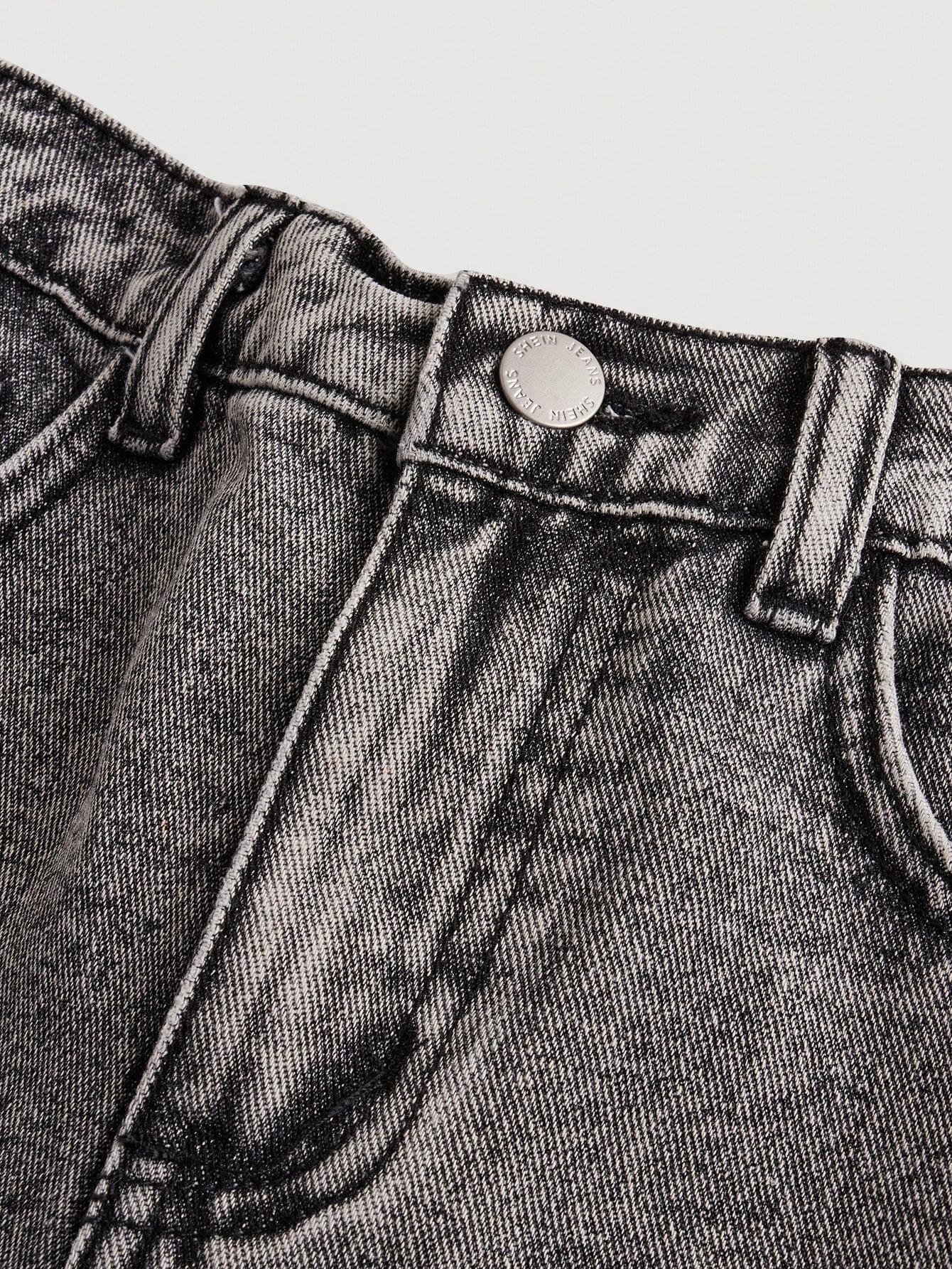 SHEIN SZARE SPODNIE JEANS NASZYWKI GWIAZDY S06__146/152
