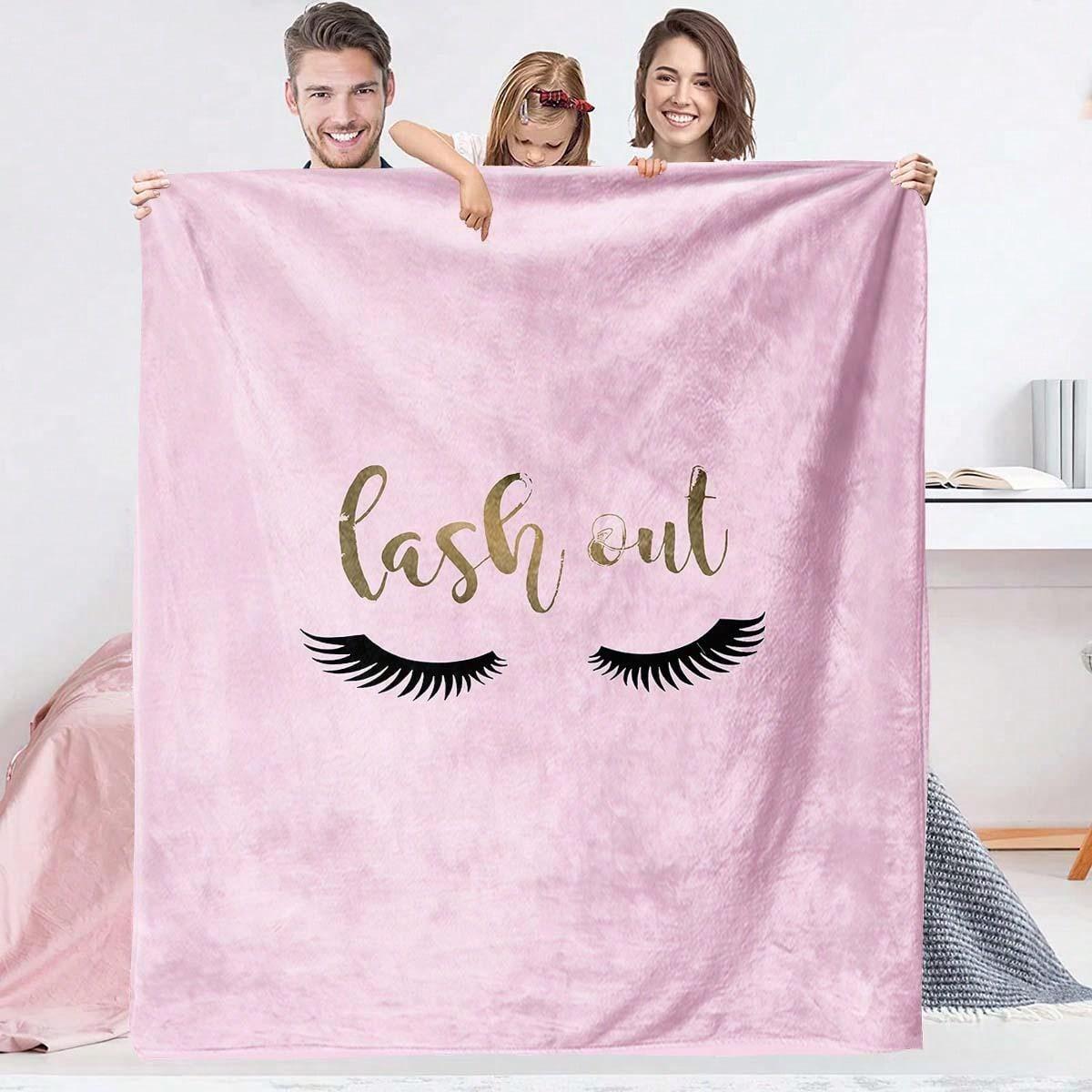 SHEIN RÓŻOWY KOC NADRUK S07__100X150CM