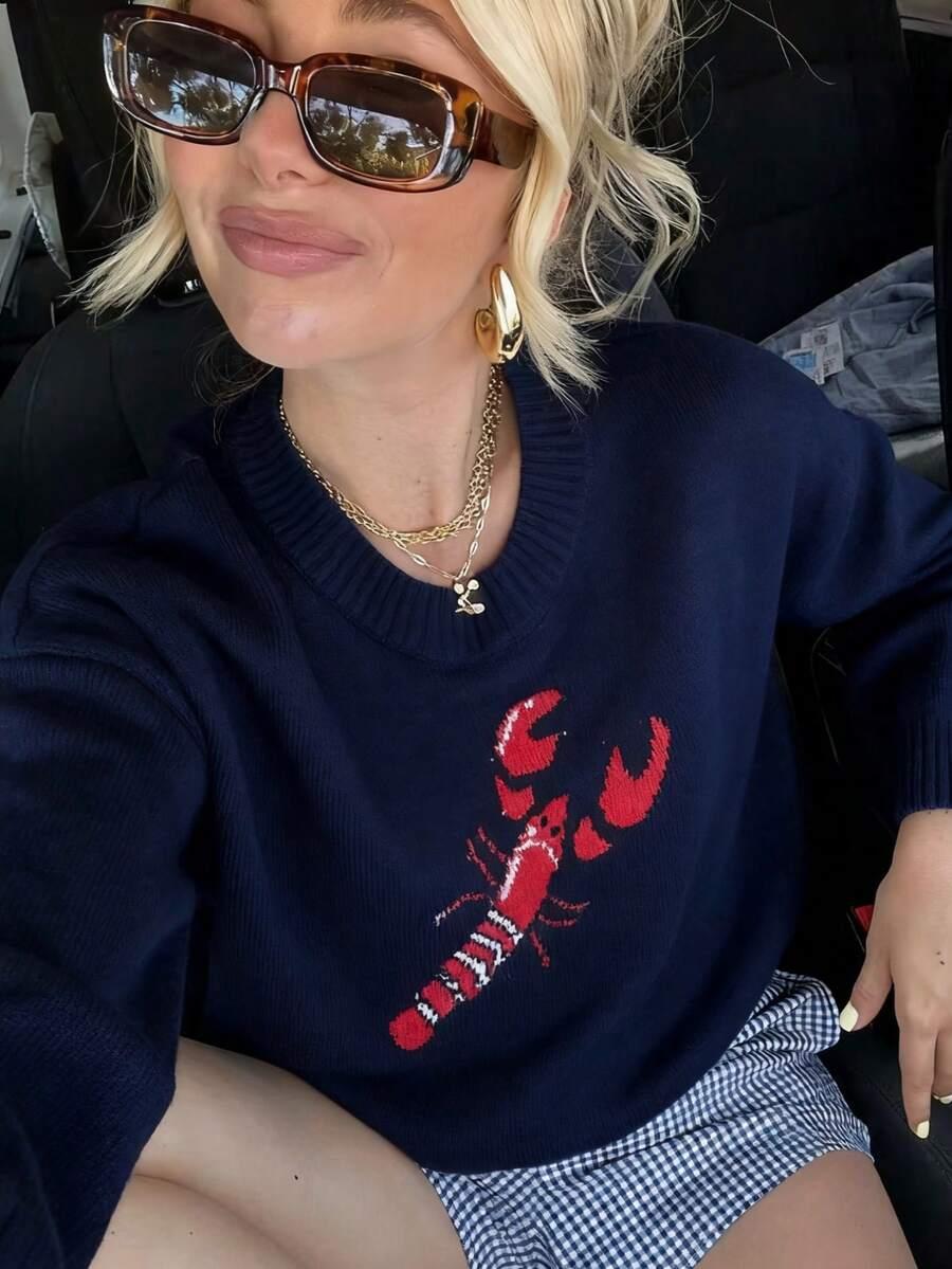 SHEIN GRANATOWY SWETER WZÓR HOMAR S06__XL