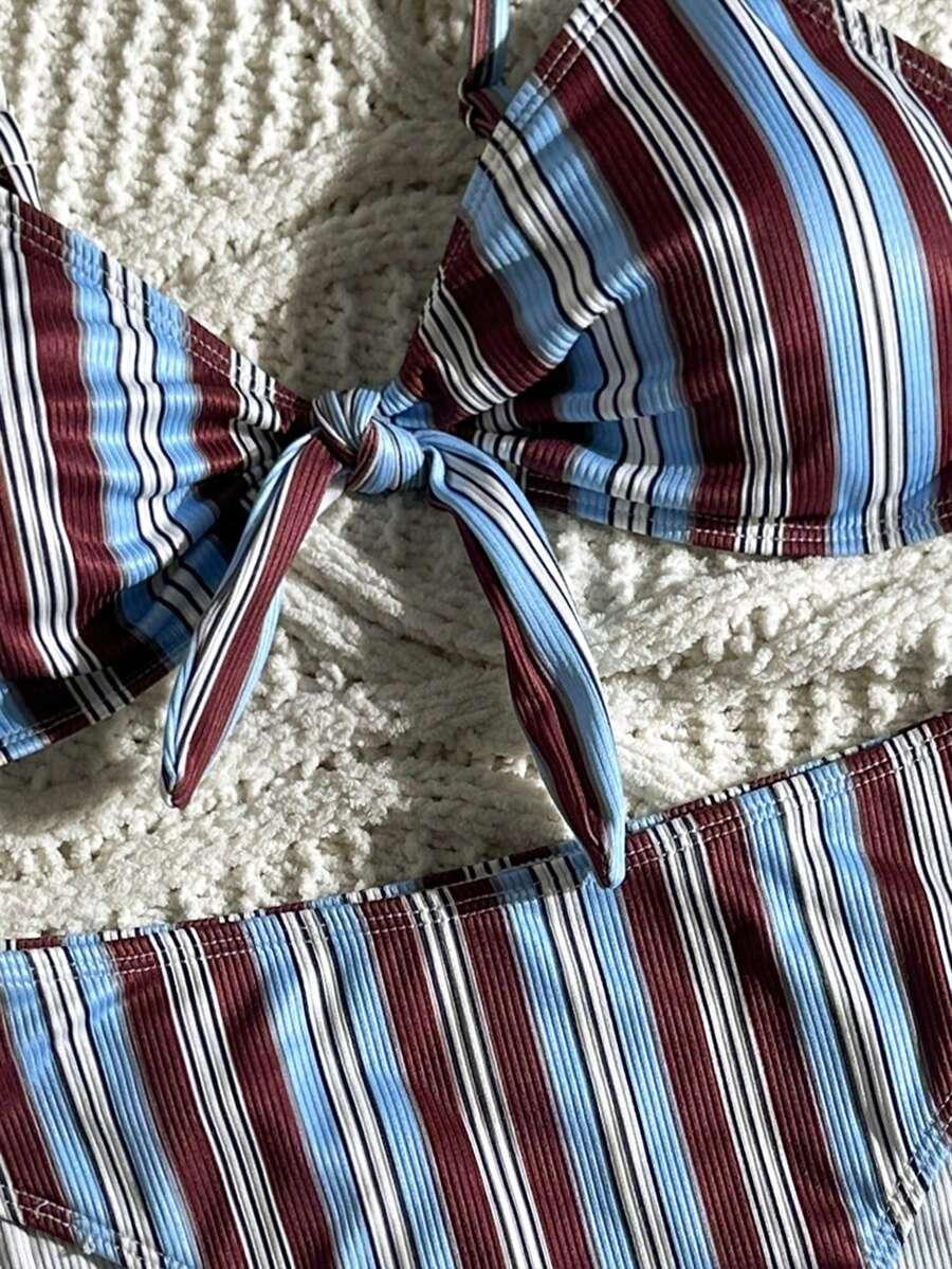 SHEIN DWUCZĘŚCIOWY STRÓJ KĄPIELOWY PASKI S09__L
