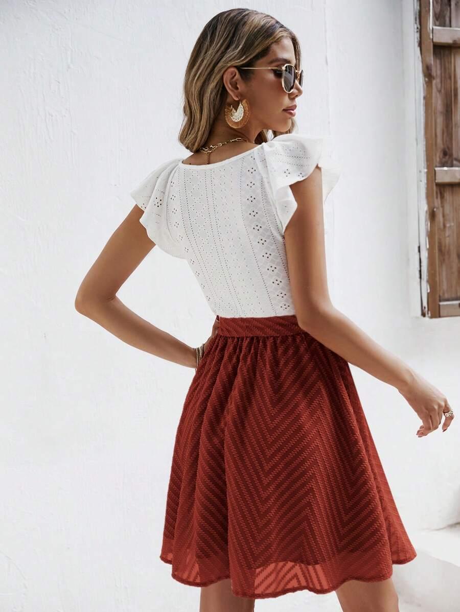 SHEIN SUKIENKA MINI KRÓTKI RĘKAW WIĄZANIE S06__M