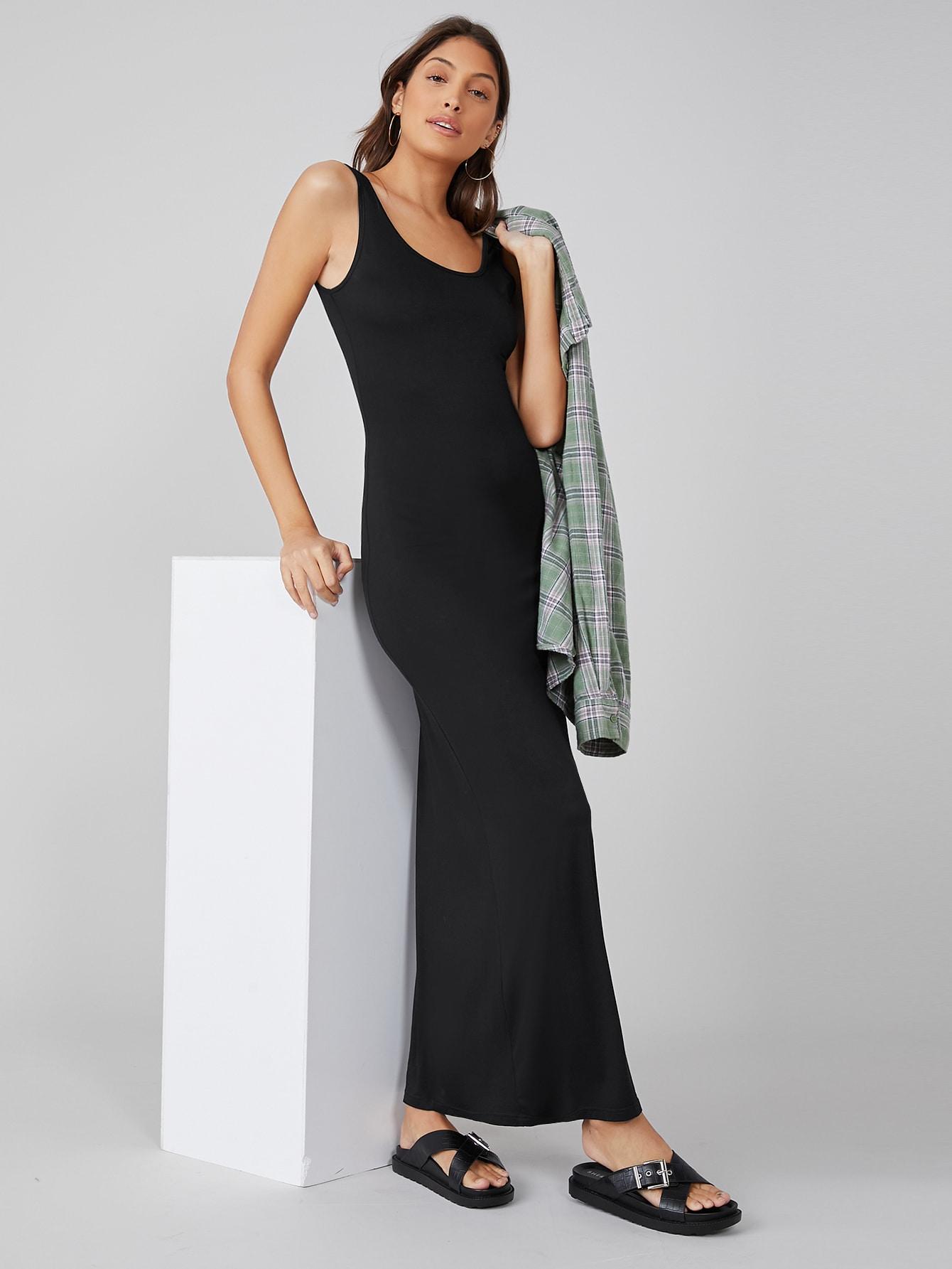 SHEIN CZARNA MAXI SUKIENKA S06__XS