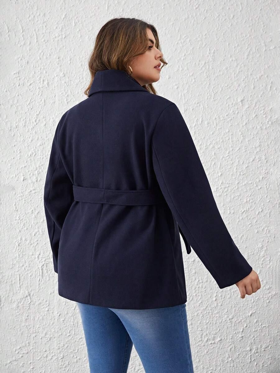 SHEIN GRANATOWY KLASYCZNY PŁASZCZ S06__XXL