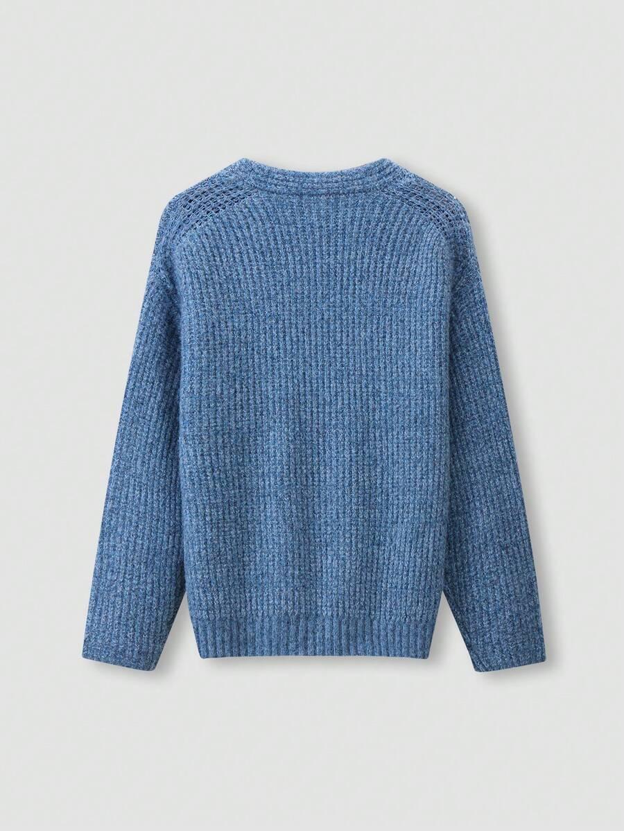 SHEIN NIEBIESKI SWETER Z DOMIESZKĄ WEŁNY S06__S