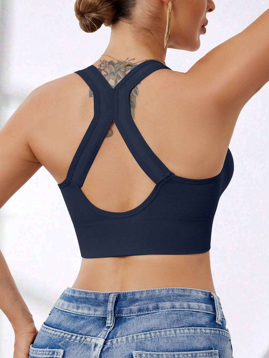 SHEIN GRANATOWY BIUSTONOSZ SPORTOWY S06__L