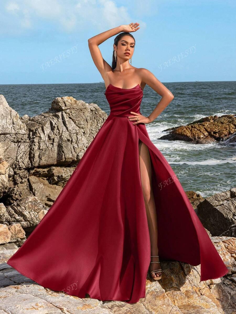 FAERIESTY CZERWONA MAXI SUKIENKA ODKRYTE RAMIONA S06__XS