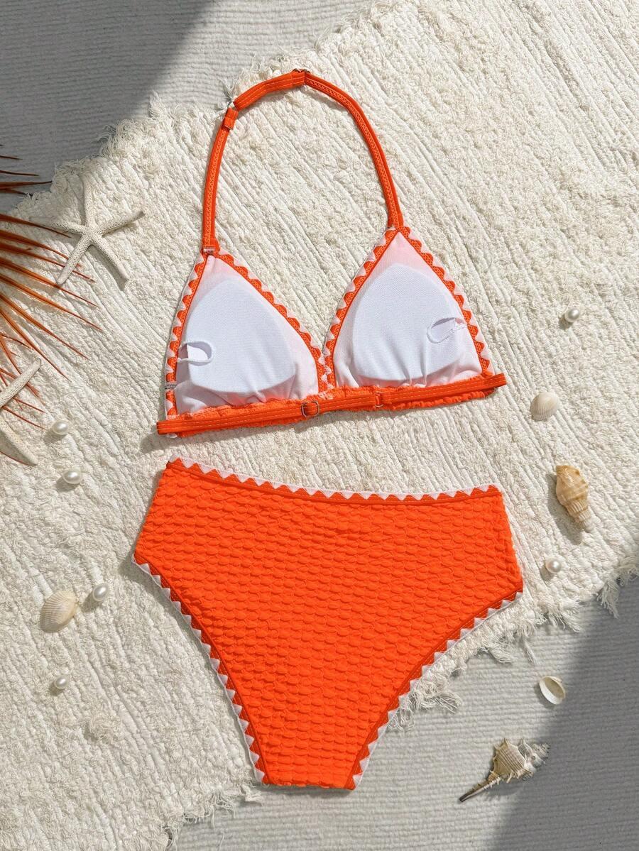 SHEIN POMARAŃCZOWY DWUCZĘŚCIOWY STRÓJ KĄPIELOWY S09__140-146