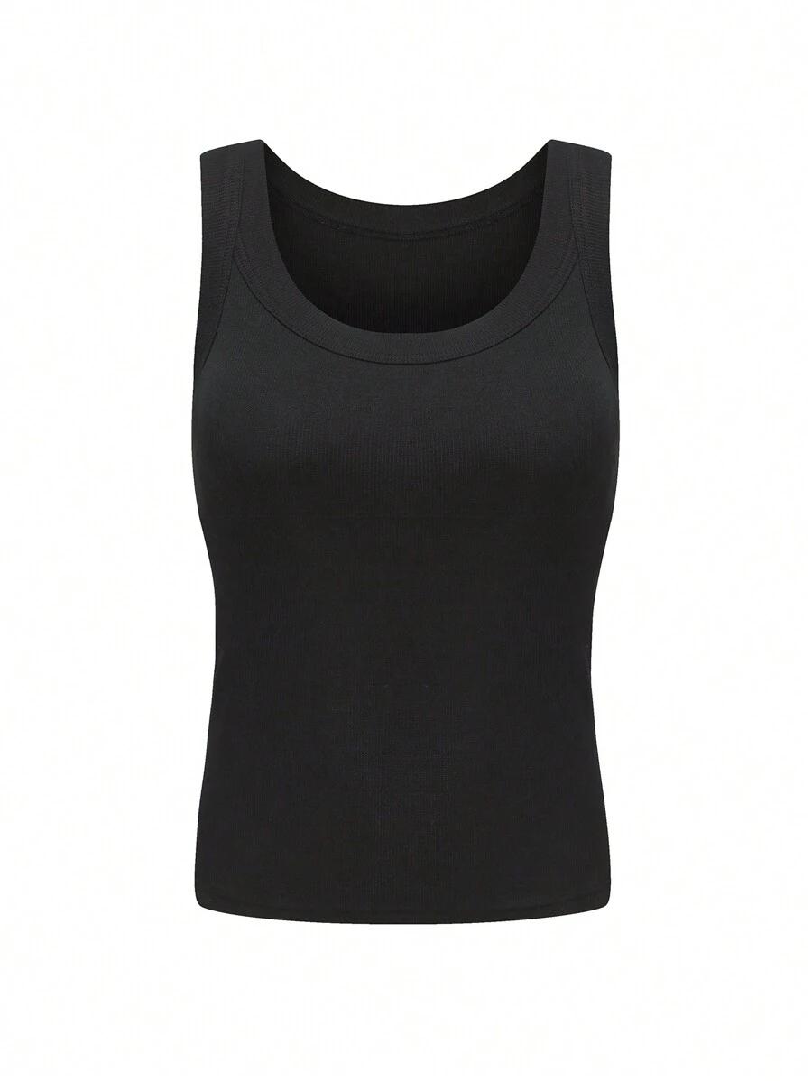 SHEIN KLASYCZNY CZARNY TOP PRĄŻKI S06__M
