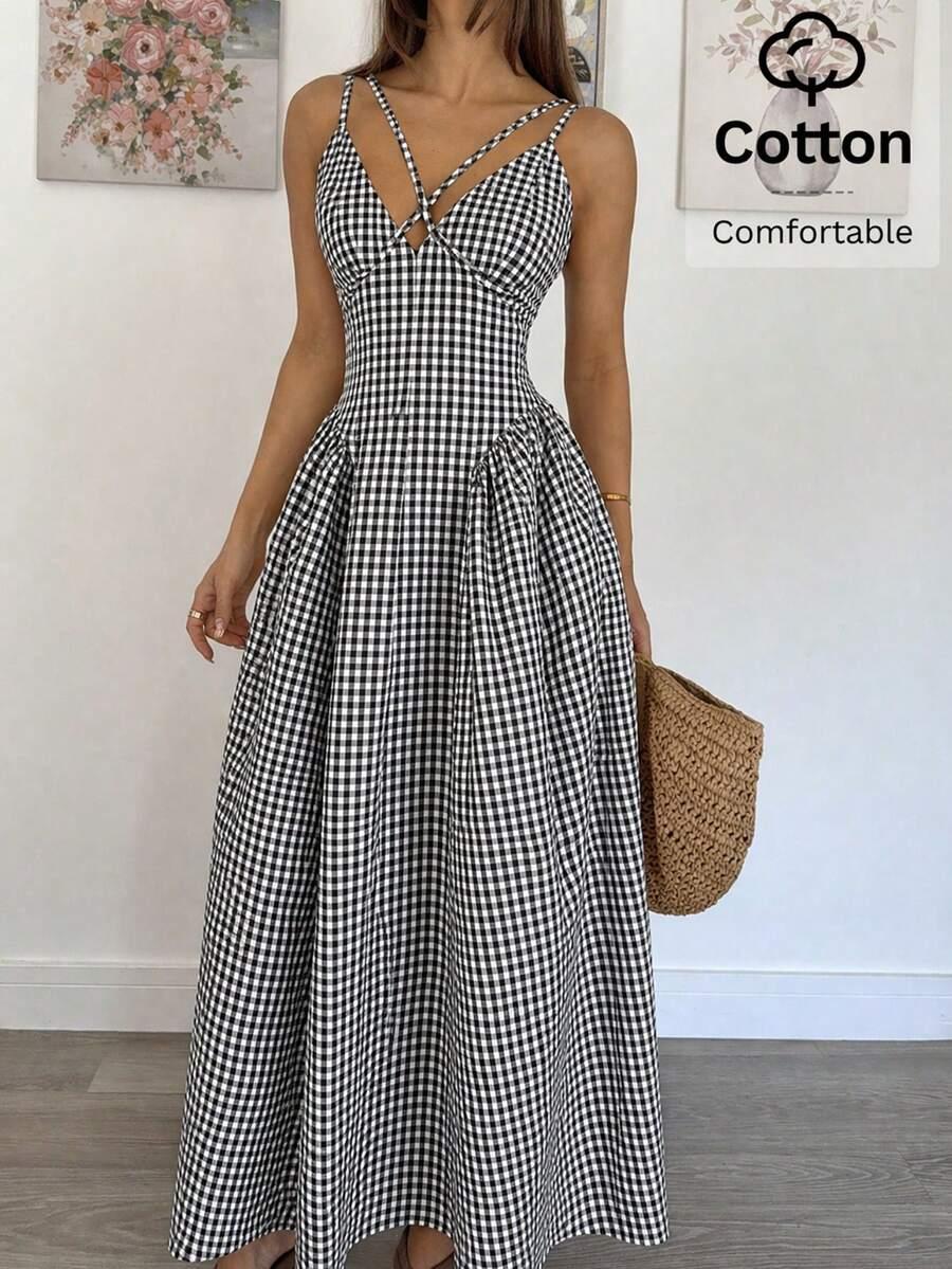 SHEIN MAXI SUKIENKA NA RAMIĄCZKACH PRINT S09__L