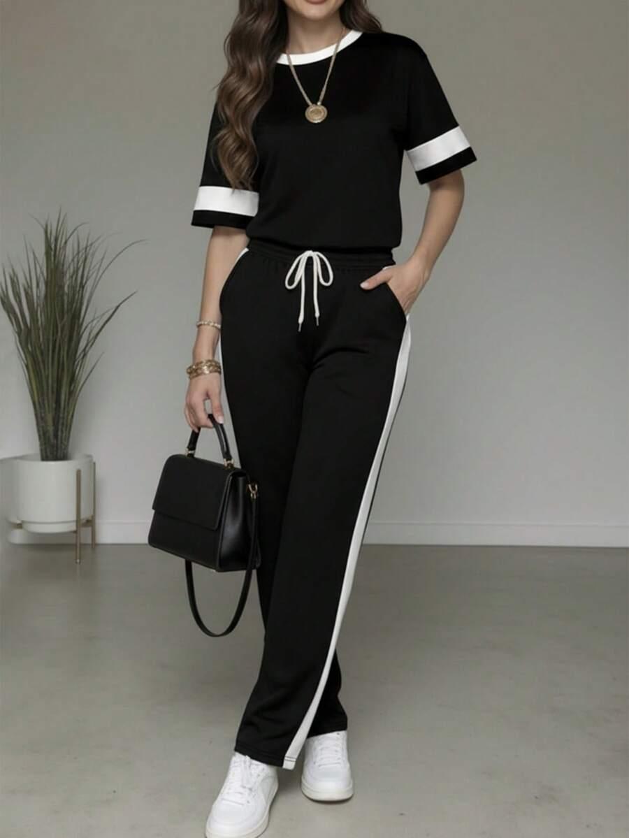 SHEIN KOMPLET CZARNA BLUZKA SPODNIE S06__XXL