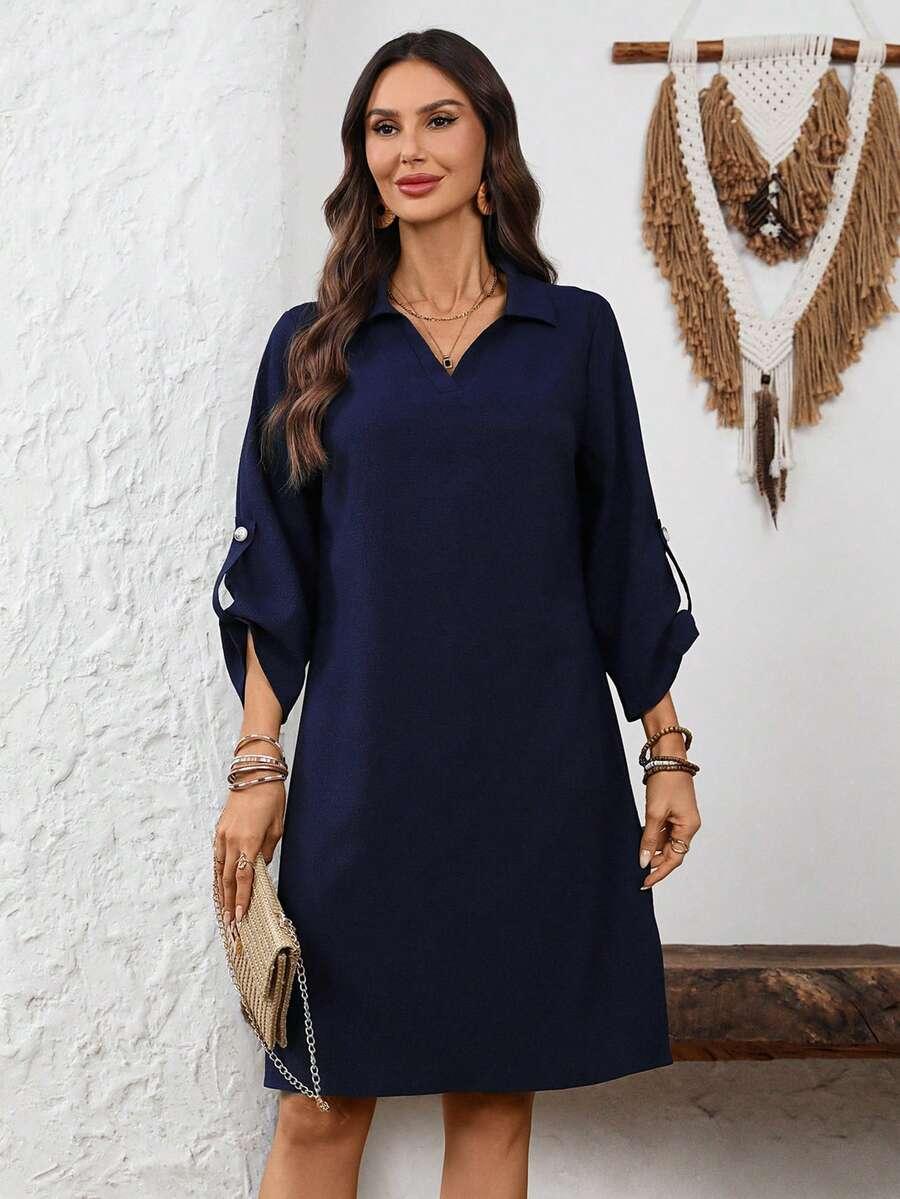 SHEIN GRANATOWA SUKIENKA KOŁNIERZYK S06__46