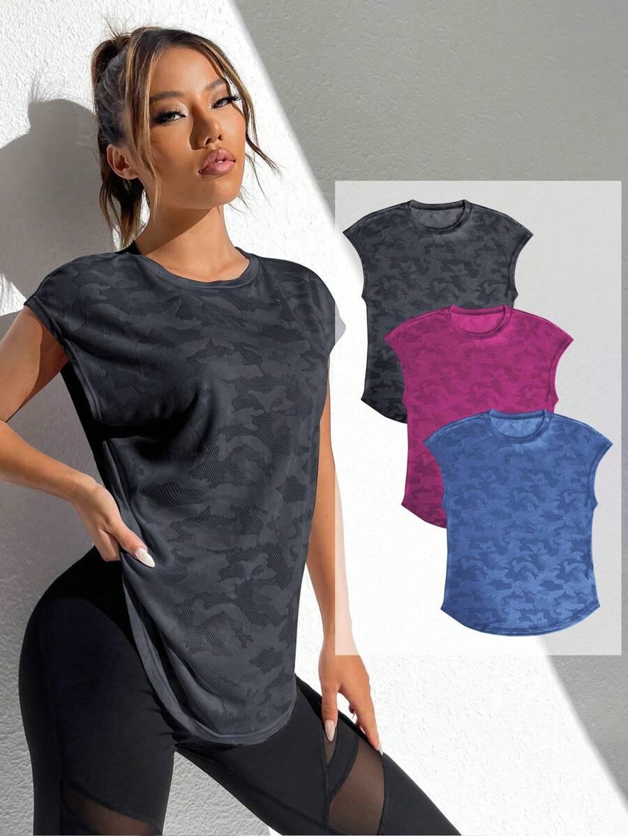 SHEIN KOSZULKA SPORTOWA KRÓTKI RĘKAW 3-PACK S06__L