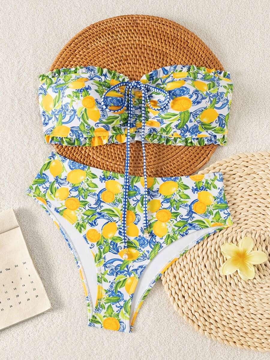 SHEIN DWUCZĘŚCIOWY STRÓJ KĄPIELOWY WZÓR S09__L