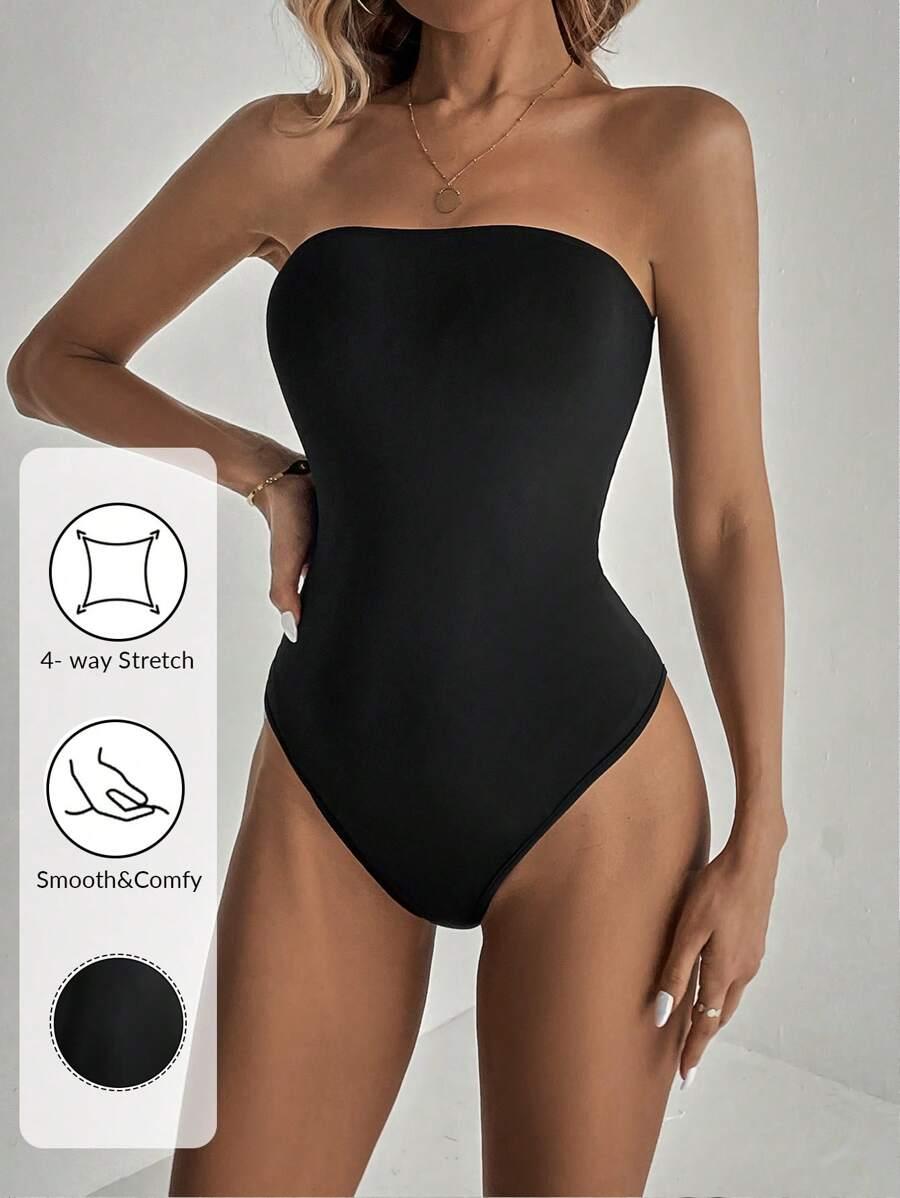 SHEIN CZARNE BODY ODKRYTE RAMIONA S06__L