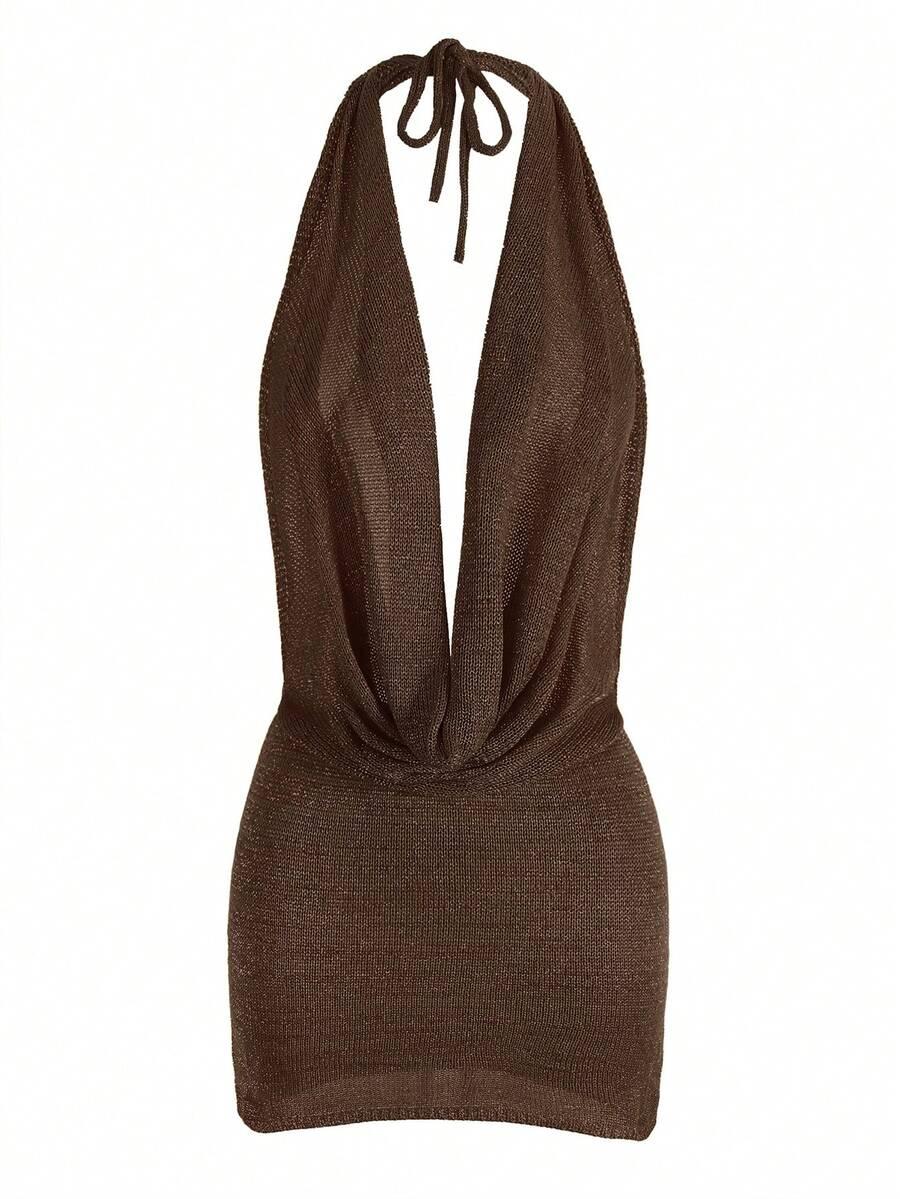 SHEIN DZIANINOWA MINI SUKIENKA ODKRYTE PLECY