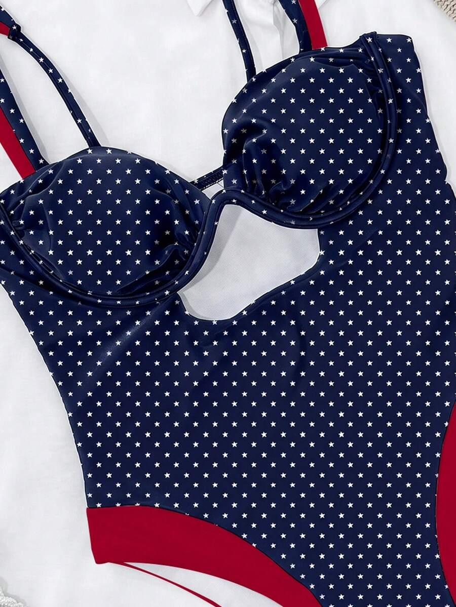 SHEIN JEDNOCZĘŚCIOWY STRÓJ KĄPIELOWY WZÓR GWIAZDY S09__M