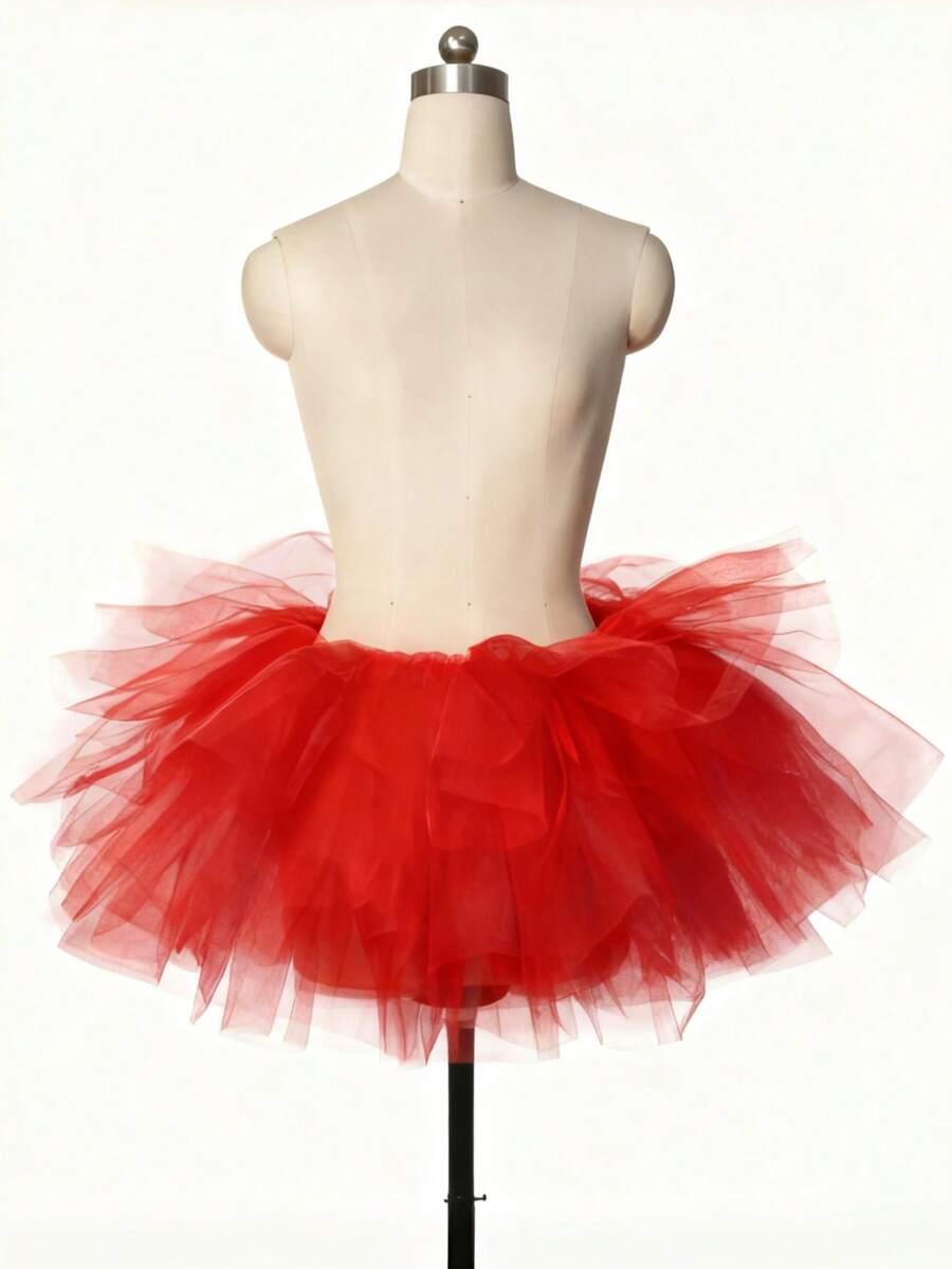 SHEIN CZERWONA SPÓDNICA TIUL S07__OS