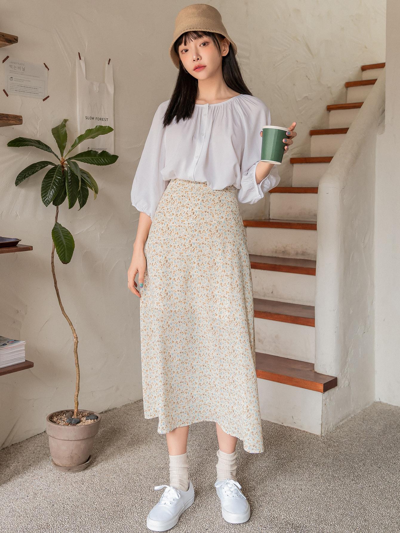 SHEIN SPÓDNICA WZÓR KWIATKI S06__S