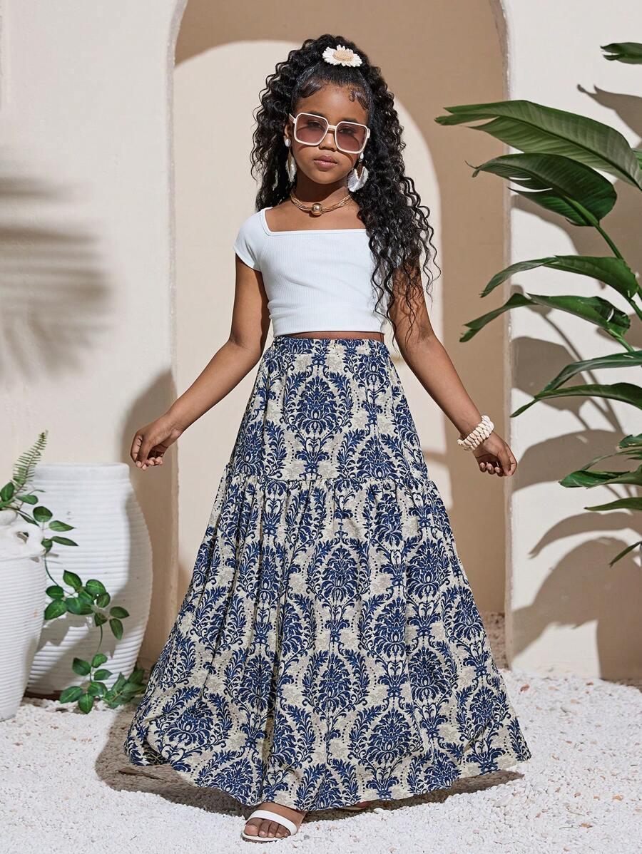 SHEIN MAXI SPÓDNICA WZÓR S06__140-146