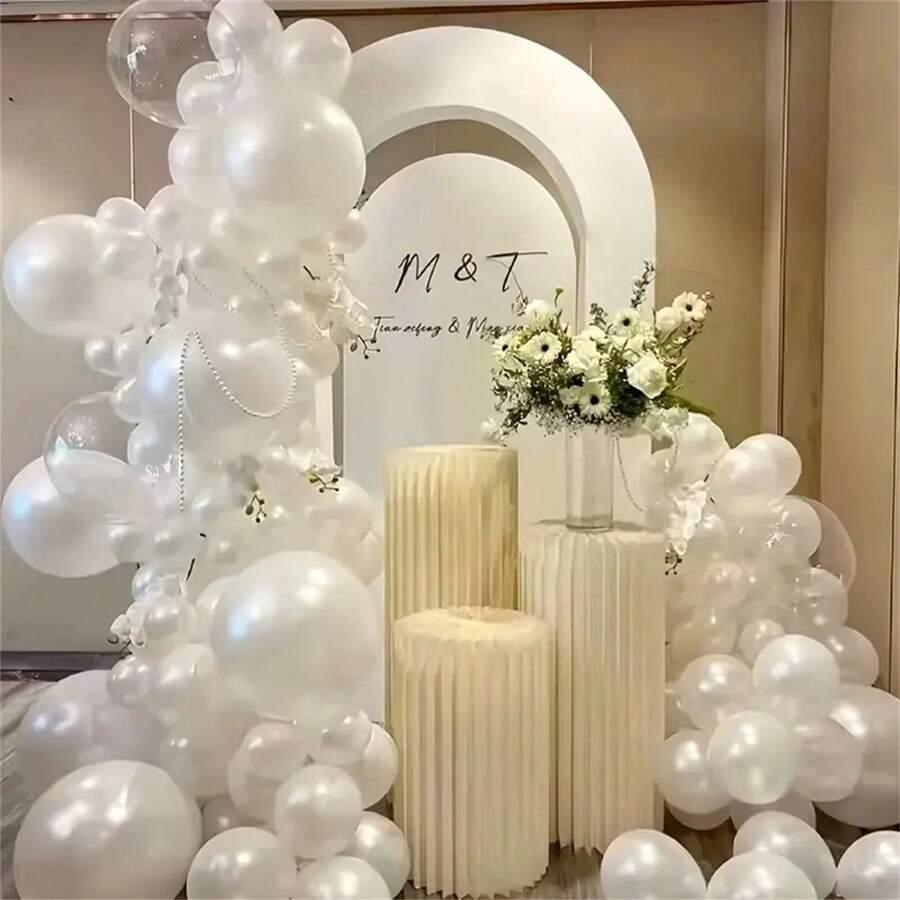 SHEIN BIAŁY BALON POŁYSK 8SZT S07__12,7CM