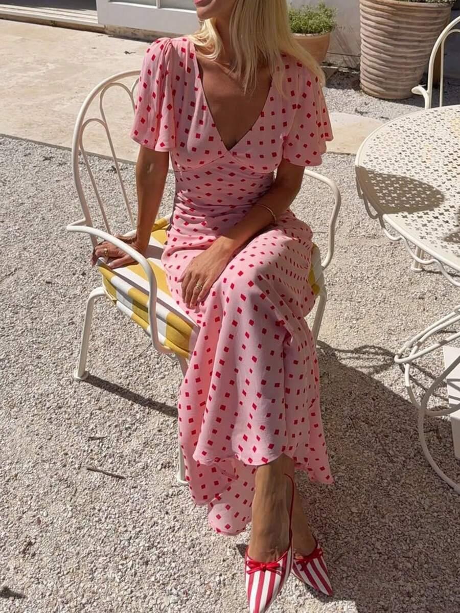 SHEIN MAXI SUKIENKA KRÓTKI RĘKAW PK01__XL