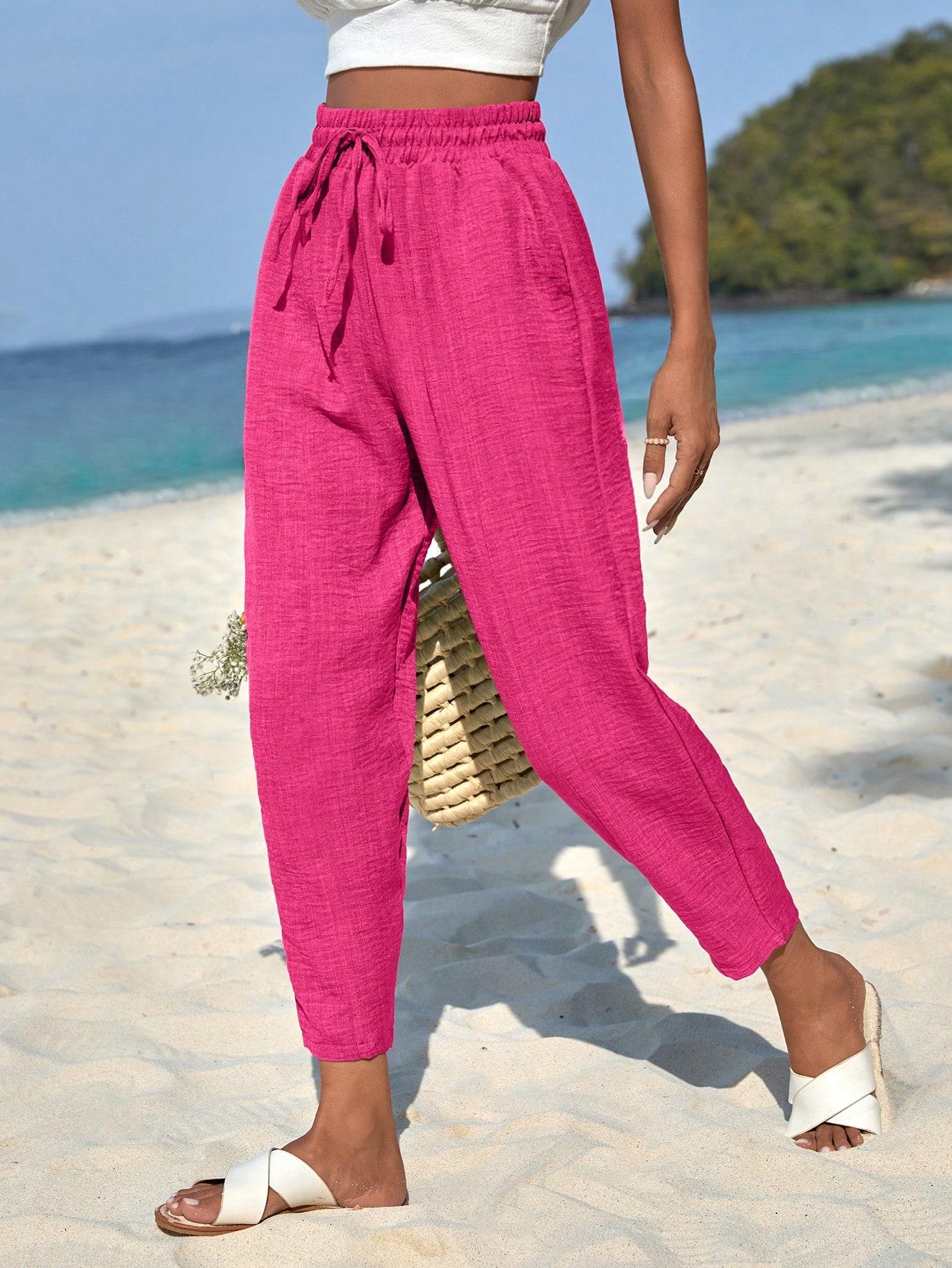 SHEIN RÓŻOWE SPODNIE CASUAL S06__L