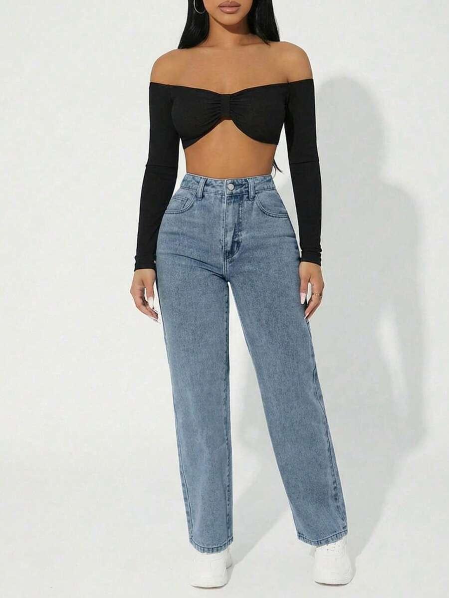 EURMUSE NIEBIESKIE SPODNIE JEANS S06__M