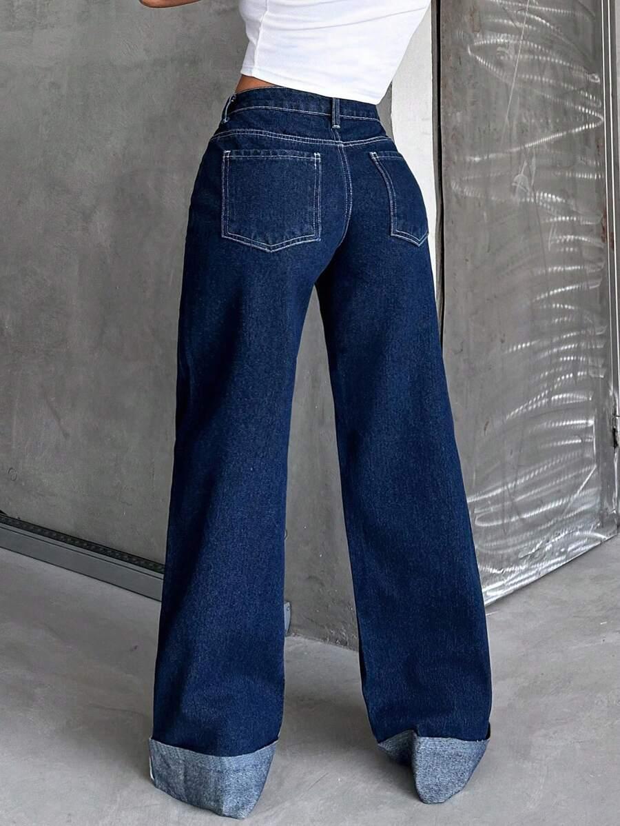SHEIN GRANATOWE SPODNIE JEANS S06__L