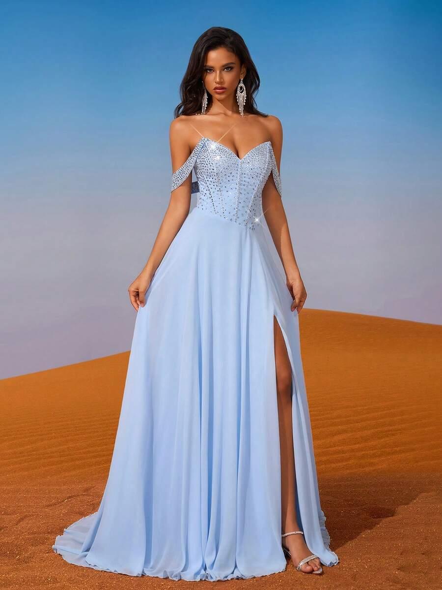 SHEIN NIEBIESKA MAXI SUKIENKA S06__S