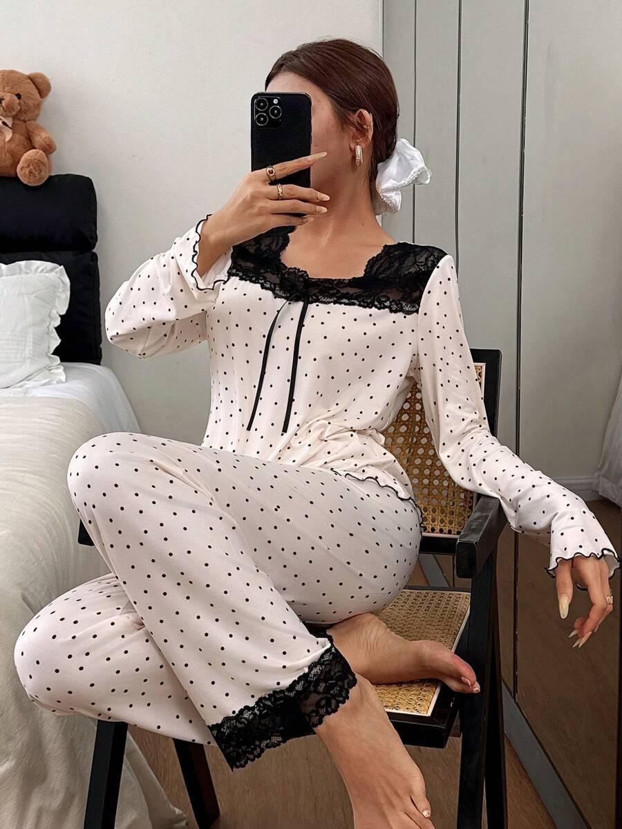 SHEIN PIŻAMA BLUZKA SPODNIE GROSZKI S06__XL