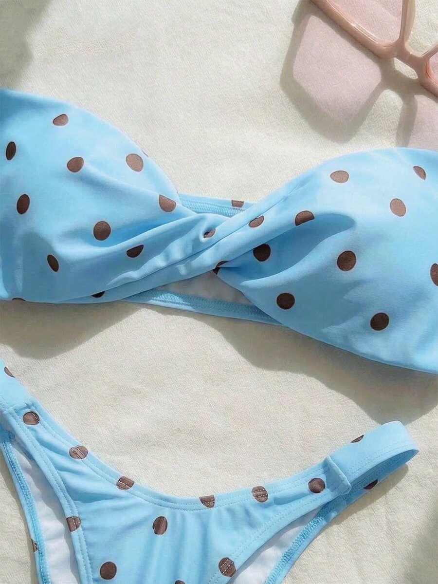 SHEIN DWUCZĘŚCIOWY STRÓJ KĄPIELOWY WZÓR GROSZKI S09__M