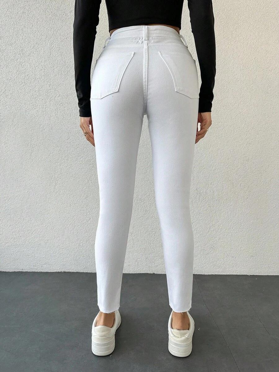 SHEIN BIAŁE SPODNIE JEANS RURKI S06__M