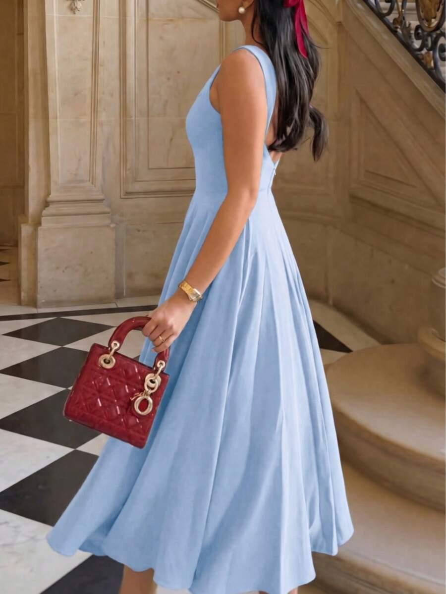 SHEIN ROZKLOSZOWANA MIDI SUKIENKA PK01__L