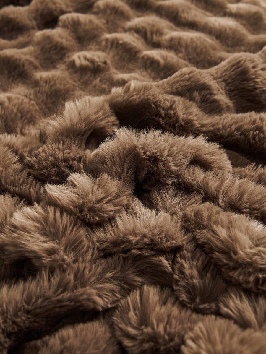 SHEIN BRĄZOWY KOC TEKSTURA S07__80X100CM